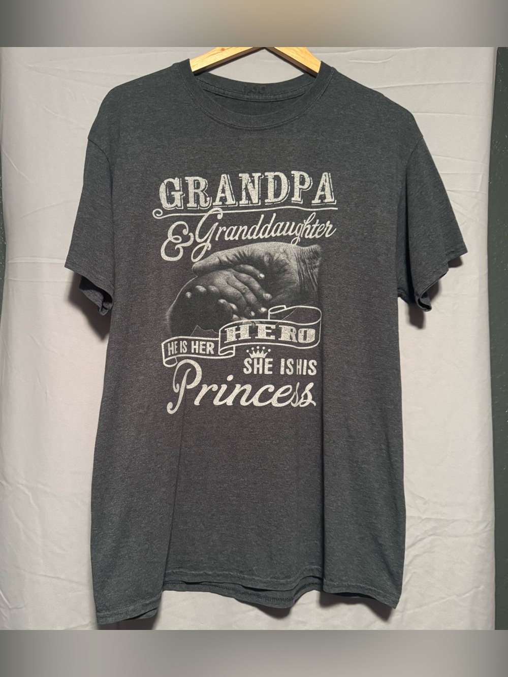 Grandpa & Granddaughter Charcoal Graphic Tee
